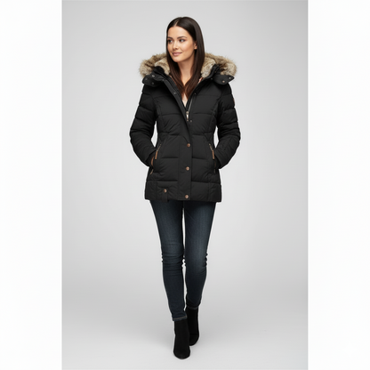 Dames Pufferjas met Capuchon en Faux-Fur Voering – Warme & Stijlvolle Winterjas
