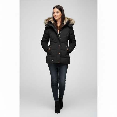 Dames Pufferjas met Capuchon en Faux-Fur Voering – Warme & Stijlvolle Winterjas